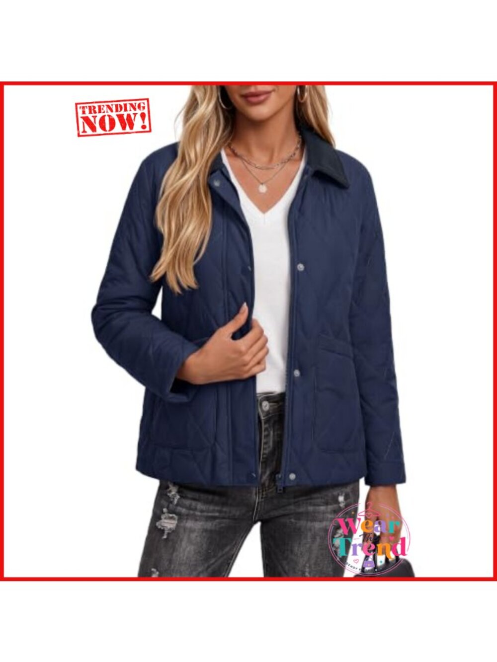 Women's Quilted Jacket Lightweight Winter Warm Coat Zip Button Pockets